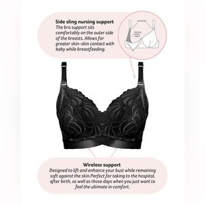 Hotmilk Warrior 2.0 FlexFit Nursing Maternity Bra Black Lace Soft Cup NWT 34GG-H